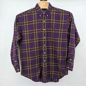 Polo Ralph Lauren Blake Mens Large Purple Plaid Flannel Button Down Shirt Cotton
